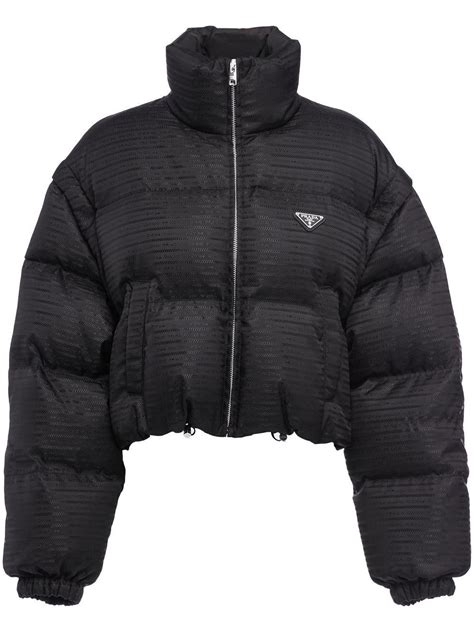 prada removable sleeves cropped puffer jacket|prada nylon cropped puffer jacket.